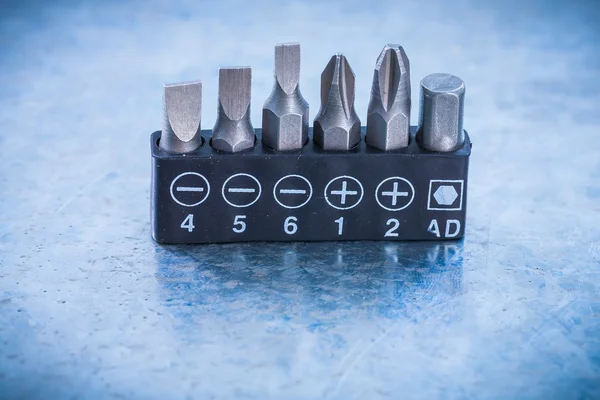 Set of stainless screwdriver bits — Zdjęcie stockowe