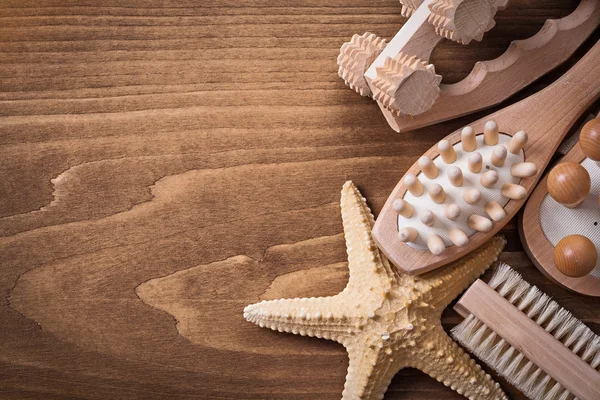 Set of massagers starfish and scrubbing brush — Stockfoto