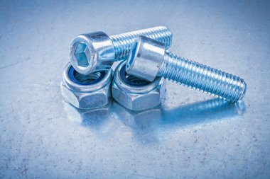 Pair of threaded screw nuts and bolt