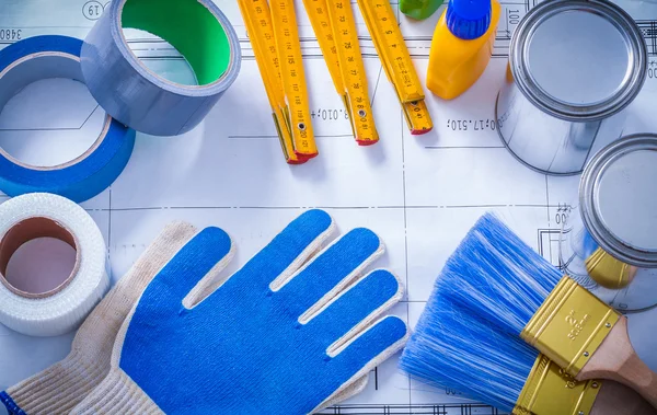 Composition of working paint tools — Stock Photo, Image