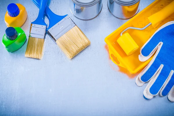 Paint brushes, roller, tray — Stock Photo, Image
