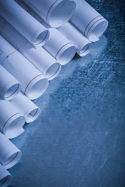 Rolls of white blueprints — Stock Photo, Image