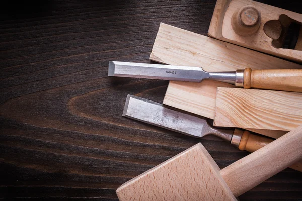 Lump hammer, shaving plane, chisels — Stockfoto