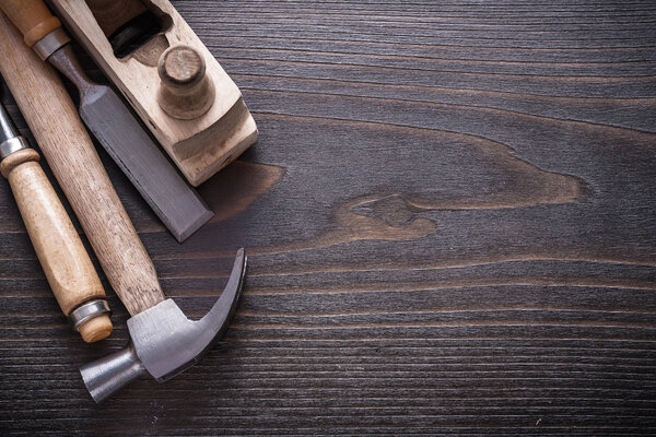 claw hammer, wooden shaving plane