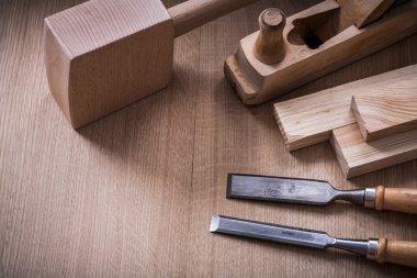 Hand mallet, planer, metal chisels