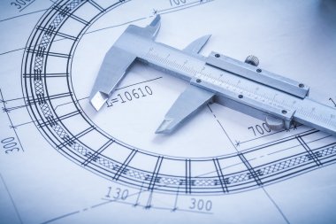 Planı üzerinde çelik slayt Kaliper