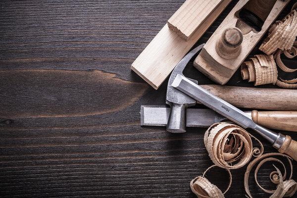 Planer, claw hammer and firmer chisels