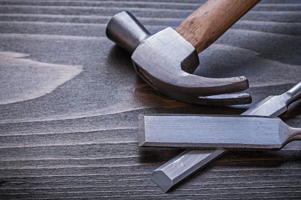 Claw hammer and flat chisels — Stock Photo, Image