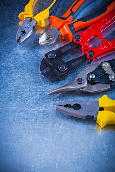 Composition of tools on metallic surface — Stock Photo, Image