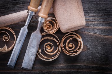 wooden hammer, firmer chisels