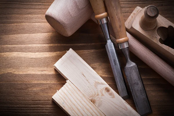 Mazo de madera, cinceles de planificador —  Fotos de Stock