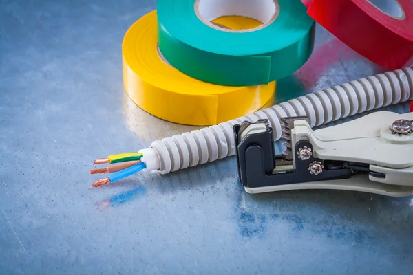 Wire strippers, cables and insulating tape — Stock Photo, Image