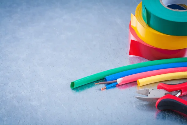 Protection cables, nippers, electricians tapes — Stock Photo, Image