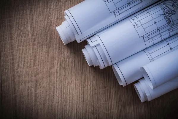 Heap of rolled blueprints — Stock Photo, Image