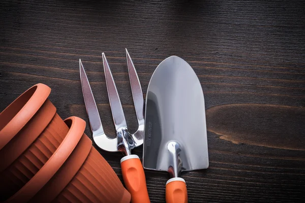 Planting pots trowel fork — Stock Photo, Image