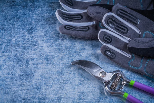 Veiligheidshandschoenen scherpe tuin pruner — Stockfoto