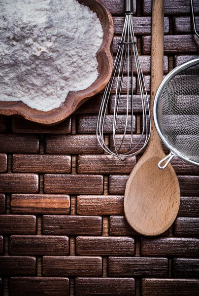 Set of wooden spoon bowl — Stock Photo, Image