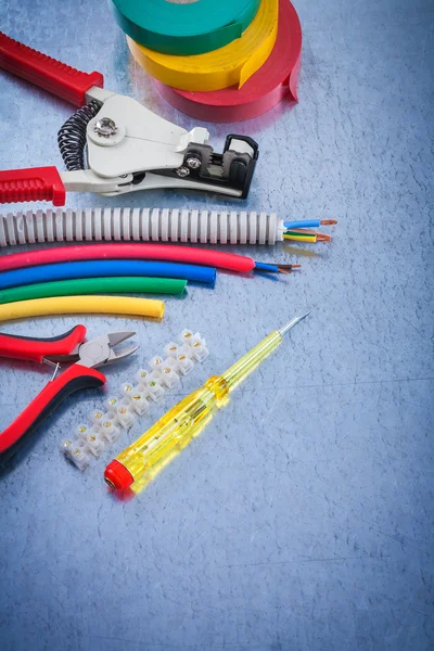 Sammlung von Elektrowerkzeugen von oben lizenzfreie Stockfotos