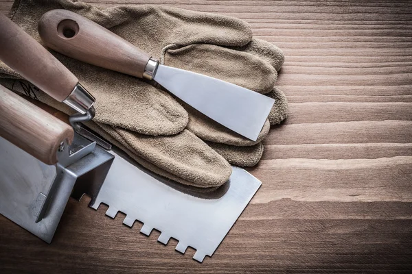 Plastering tools working gloves — Stock Image Plastering tools working gloves Stock Photo