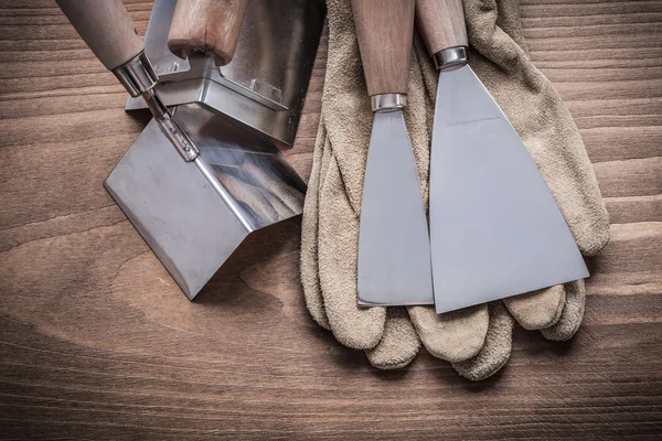 Angle surfacers paint scrapers gloves — Stock Image Angle surfacers paint scrapers gloves Stock Picture