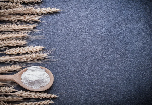 Cucchiaio con farina di grano e segale . — Foto Stock