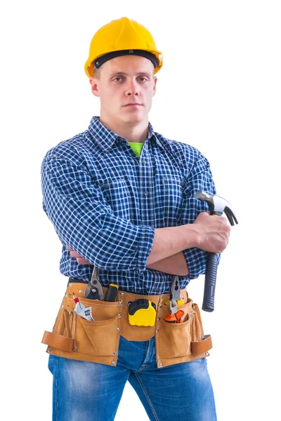 Worker holding hammer — Stock Photo, Image