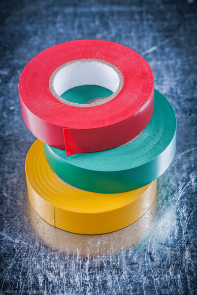 Insulation tapes on metallic background