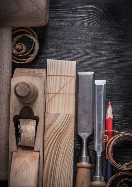 Hulpmiddelen voor het bouwen van op hout — Stockfoto