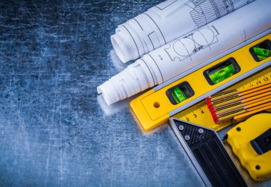 Cetvel, inşaat seviyesi, metre, taslakları