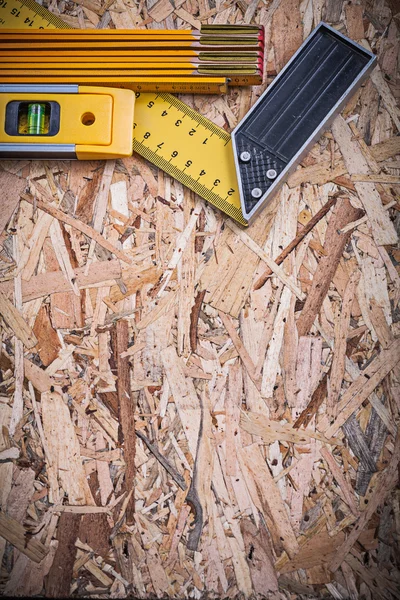 Regla cuadrada, nivel de construcción, metro — Foto de Stock