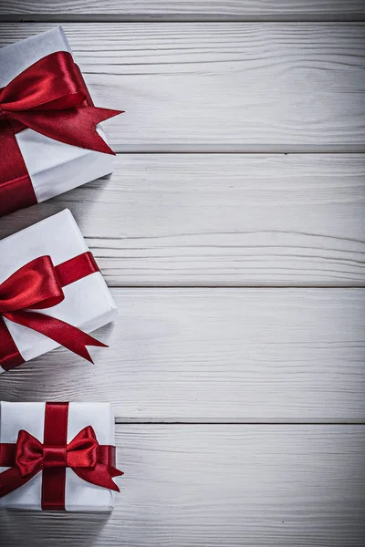 Gift boxes with red bows — Stock Photo, Image