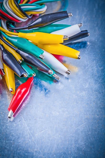 Composition of multicolored crocodile clip cables — Stock Photo, Image