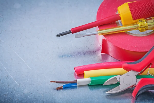 Insulating tape, cables, screwdriver and nippers — Stock Photo, Image