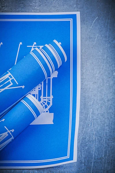 Blue blueprints on metal — Stock Photo, Image