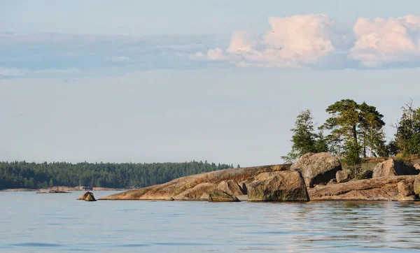 Île Rocheuse Nordique Rivage Arbres Rochers Sur Granit Mer Baltique — Photo