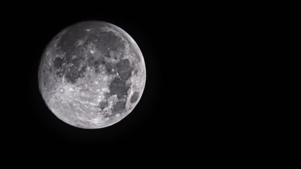 Повний місяць на тлі чорного нічного неба — стокове відео