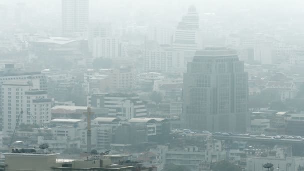 Downtown Bangkok. Thailand on a Gray. Hazy Day — Stock Video