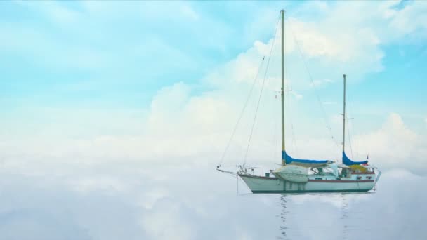 Video 1080p - Yacht in morning fog on a background of clouds — Stock Video