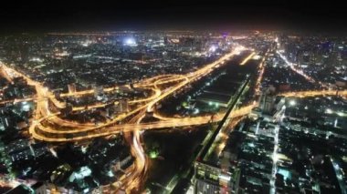 video 1080p - gece şehir panoraması. Tayland, bangkok