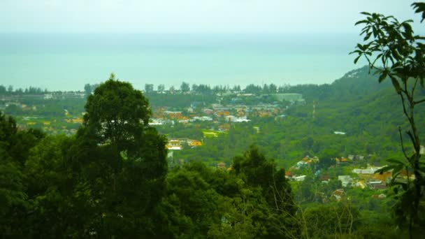 Kamala. Phuket. Thailand. View from the mountain to the area of the beach. — Stock Video