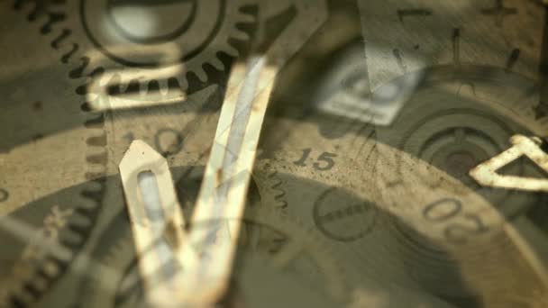Abstracte collage - vintage mechanische horloges — Stockvideo