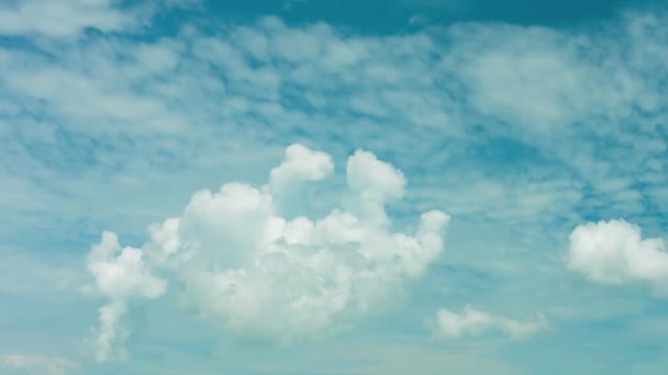 Tjock fluffig Cumulus moln drivande lättjefullt — Stockvideo