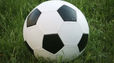 Aşırı Closeup çimenlerde dinlenme futbol