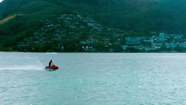 Tourist Speeding By em Jetski alugado — Vídeo de Stock