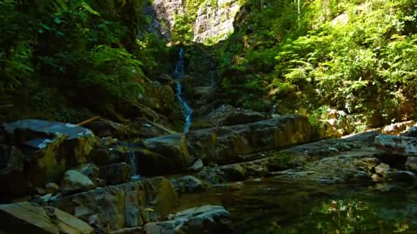 L'eau suivant un parcours erratique sur une falaise escarpée — Video