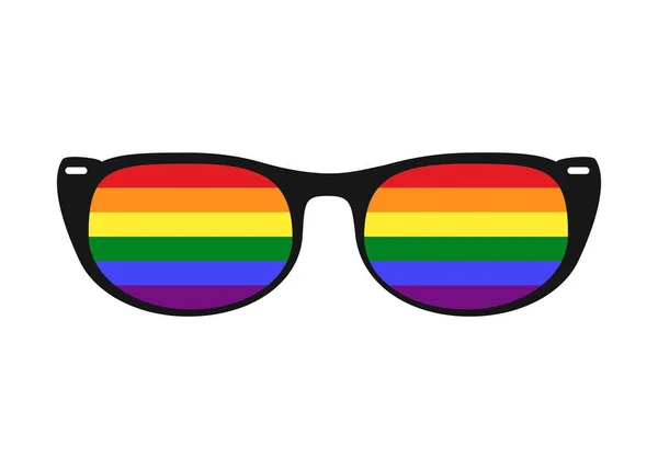 Vector Illustration Sunglasses Lgbt Gay Rainbow Lenses Isolated White Background — Stock Vector