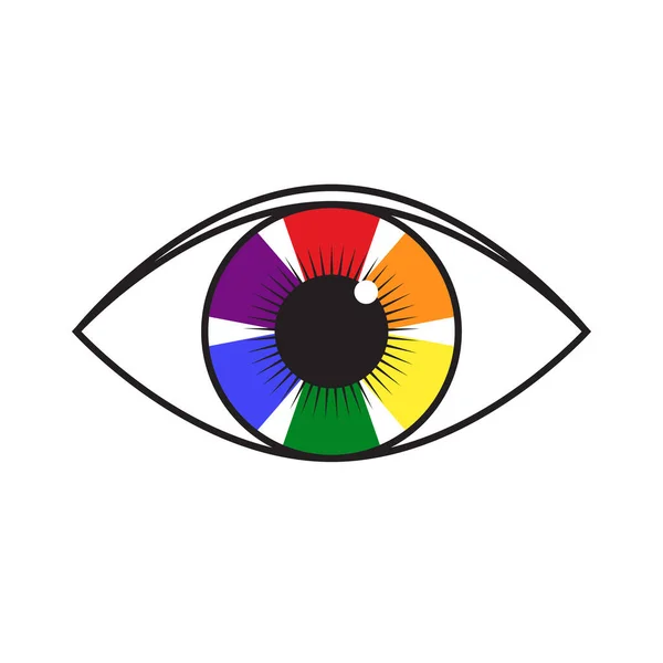 彩虹色眼睛的矢量图解 男女同性恋 双性恋和变性者群体的标志可用于贴纸 T恤衫印花 — 图库矢量图片#