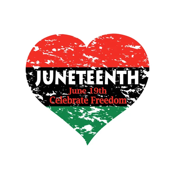 Vector Illustration Grunge Heart Juneteenth Flag Freedom Day Jubilee Day — Stock Vector