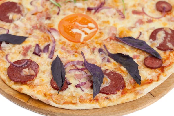 Homemade pizza on white background — Stock Photo, Image
