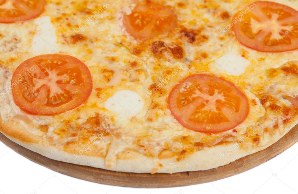 Homemade pizza on white background